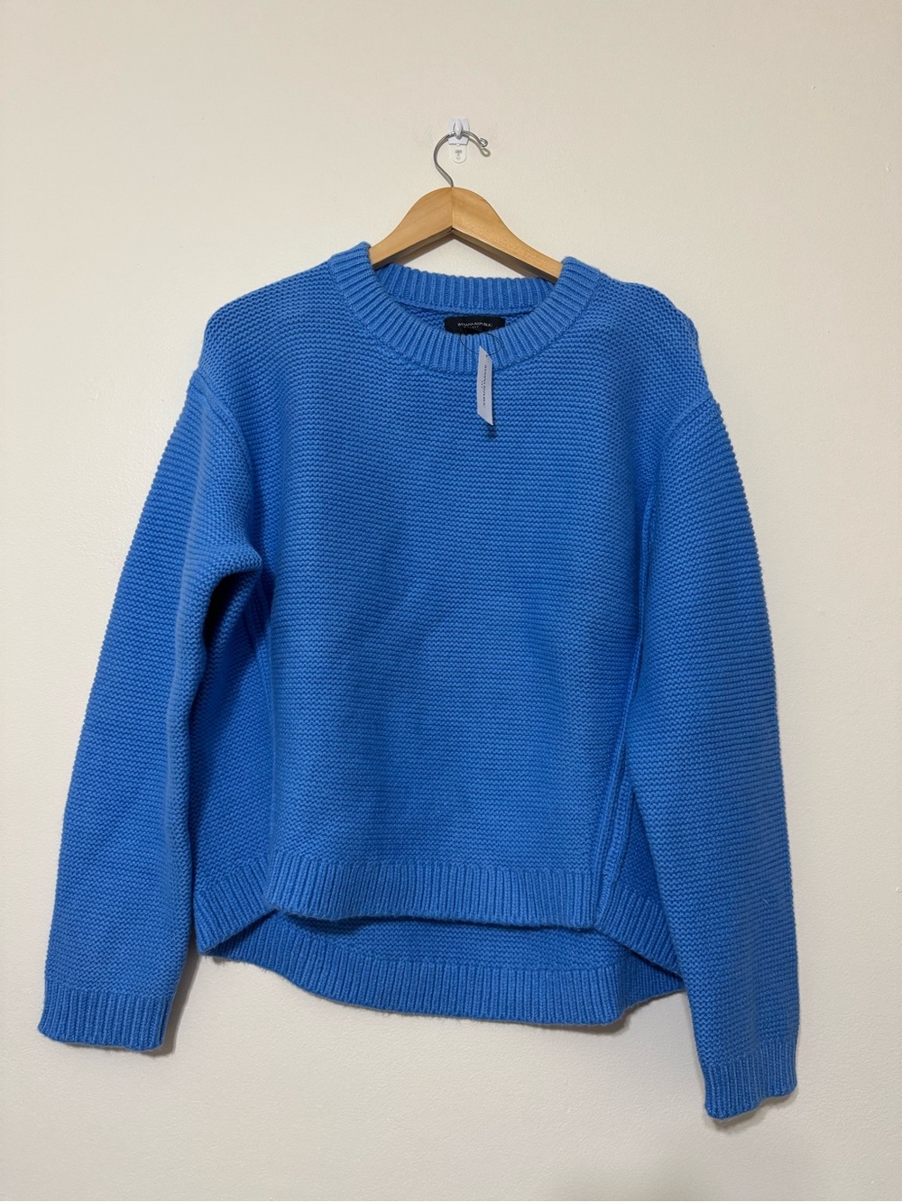 NWT Banana Republic Chunky Knit Blue Crewneck Cotton Blend Sweater